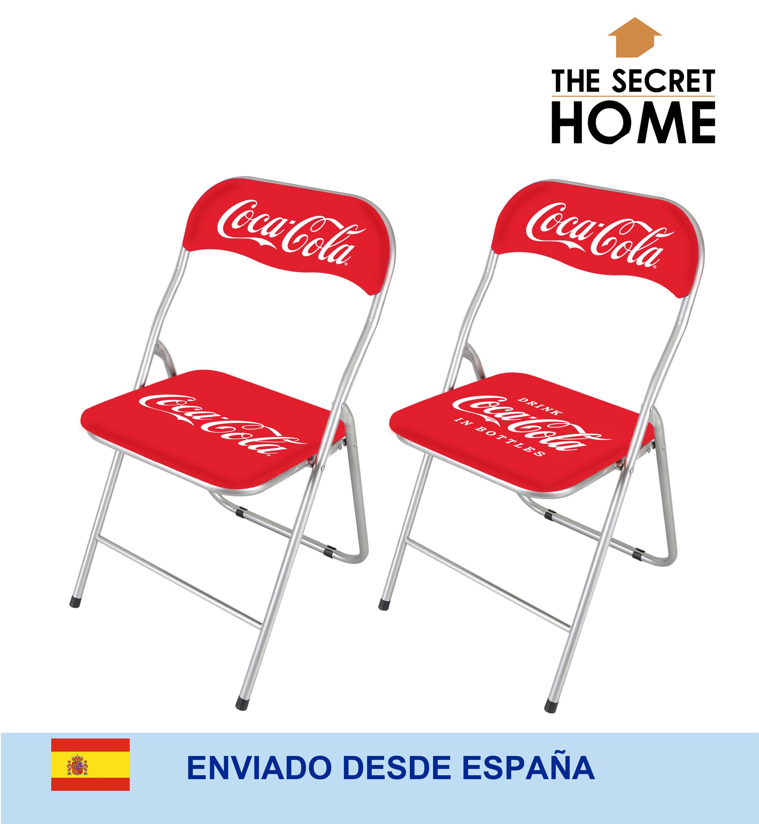 thesecrethome.es Silla Plegable Coca-Cola Decoración Terraza Salón Habitación Oficina