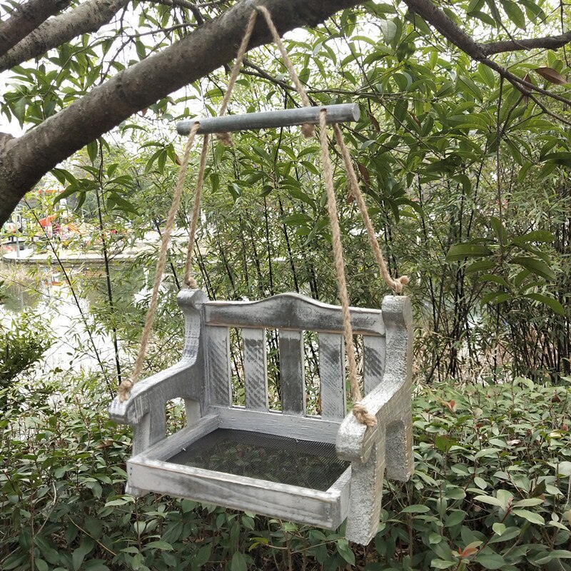 Wooden Swing Seat Bench Birdhouse Bird Feeder Balc Photo Inspiration