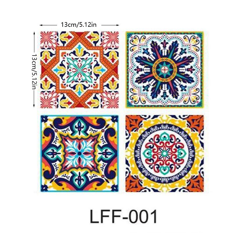 13*13cm 4 stk middelhavsstil retro fliser badeværelse køkken mosaik marokkansk arabisk wallstickers køkken backsplash selvklæbende: Lff 001