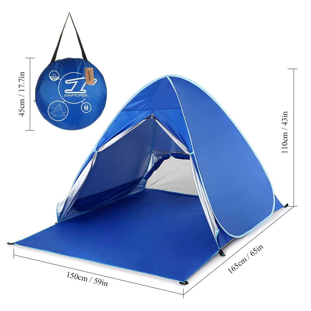 165 × 150 × 110cm automatisk telt instant pop up strandtelt letvægts uv-beskyttelse soloverdækning telt cabana telt udendørs camping