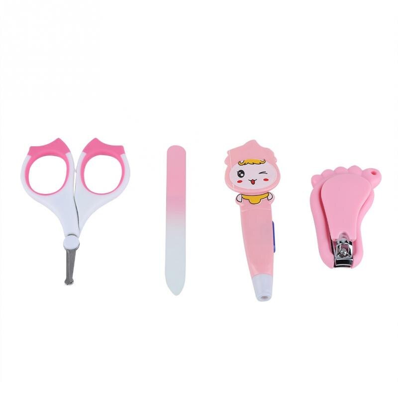 Nagelknipper voor kinderen, 4 stuks/set, plastic babyverzorgingstool, schoonmaaktool voor de gezondheidszorg, draagbare babyveilige verzorgingsset: Roze