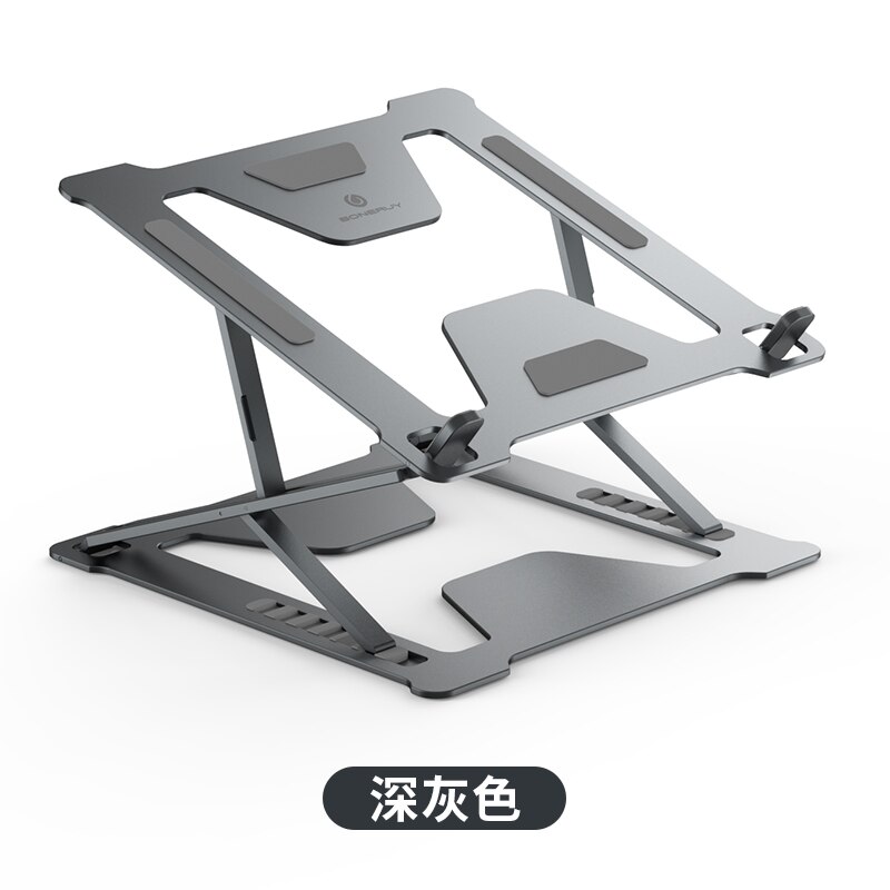 Aluminum Alloy Adjustable Laptop Stand Folding Portable for Notebook MacBook Computer Bracket Lifting Cooling Holder Non-slip: P17 Gray