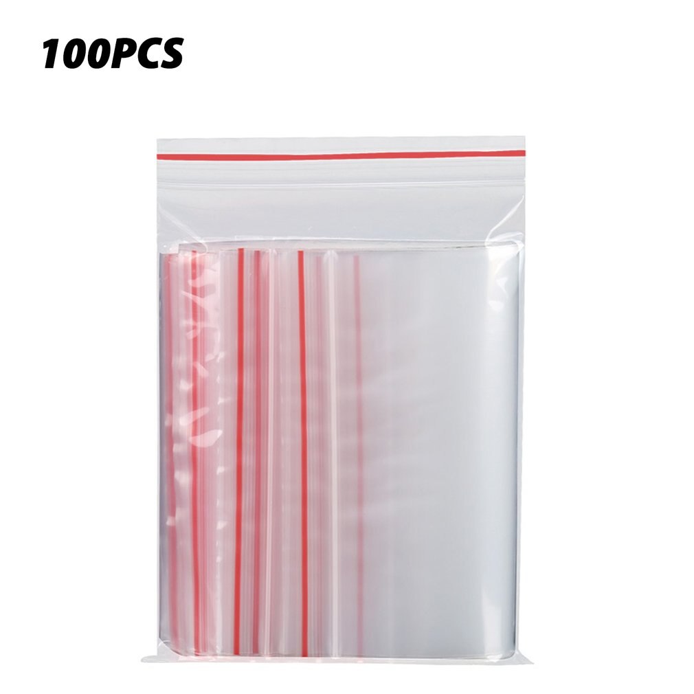 Transparent PE Plastic Food Packaging Bag Self-sealing Bag Sealed Bag Complete Size Resealable Self-adhesive Bags: 10x15cm / 8 silk red edges