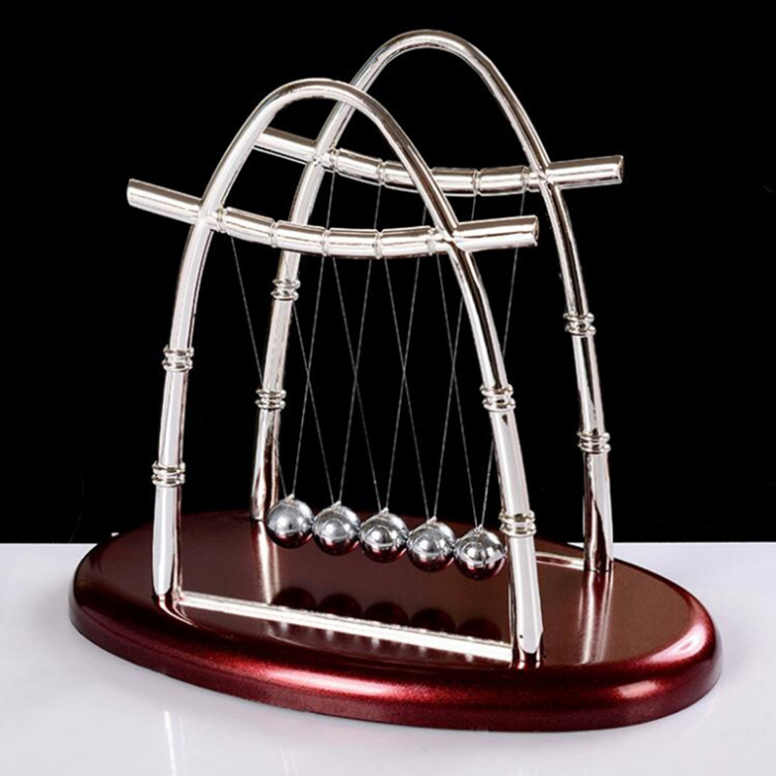 Arc Shaped Newton Cradle Balance Ball Science Puzzle Fun Desk Toy for Stress Reliever