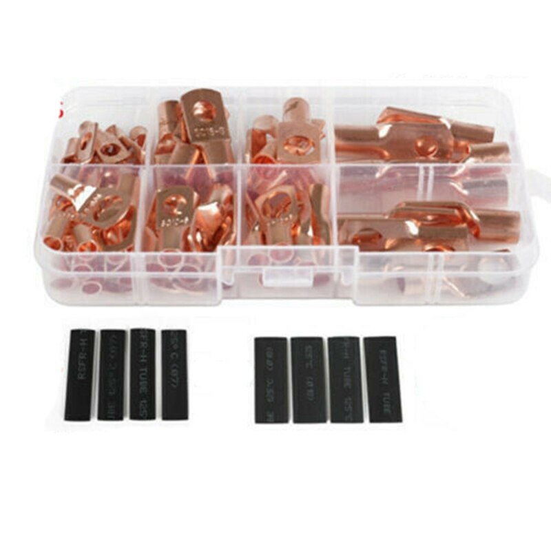 140Pcs Assorted Car Auto Copper Ring Lug Terminal Wire Bare Cable Crimp Connectors Crimp Terminal Assorted Kit: Default Title