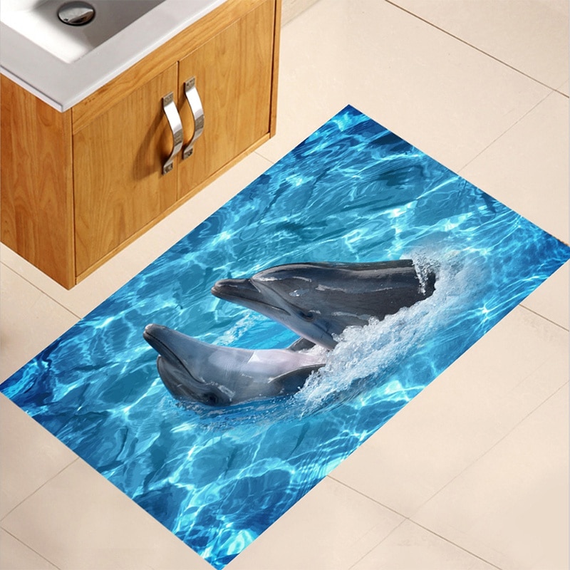 3D Wall Sticker Dolphin Self-adhesive Removable Waterproof DIY Decals Floor Stickers For Bedroom Living Room Bathroom