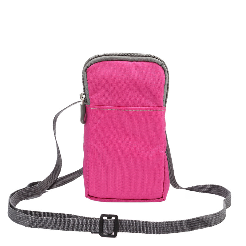 Yiang nylon universel tegnebog mobiltelefon taske 6.0 tommer mini cross body skuldertasker taske bærbar taske til iphone / samsung: Rose
