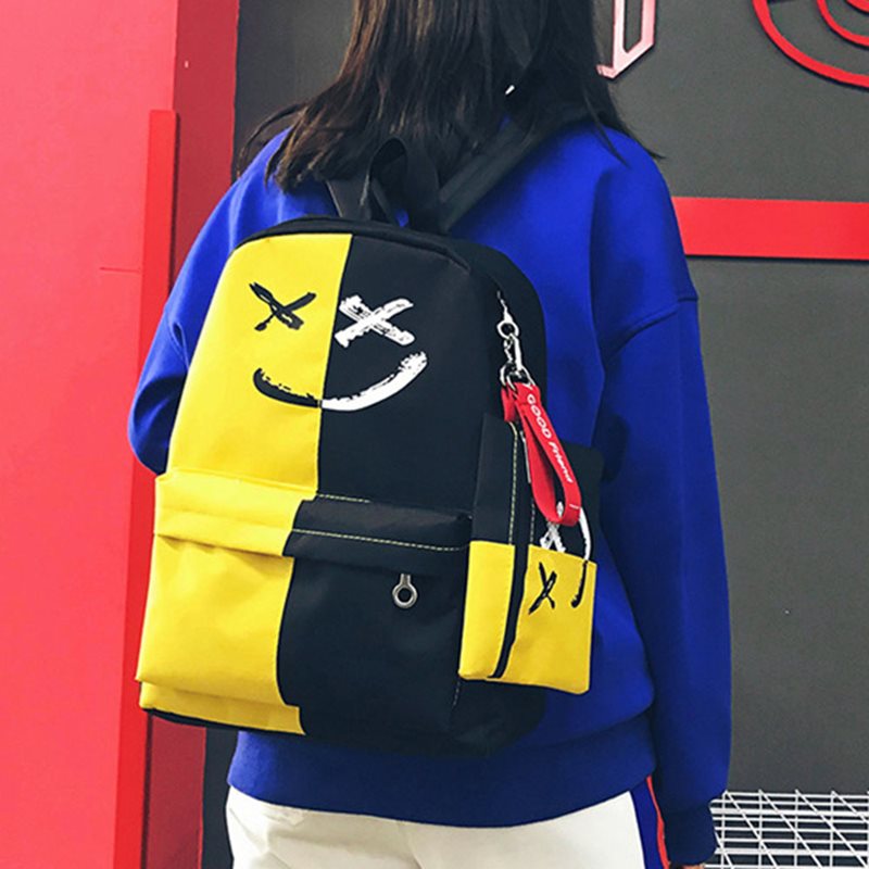 nouvelle impression décontracté toile sac à dos de unisexe Harajuku filles voyage école épaule noir rouge sac: Jaune