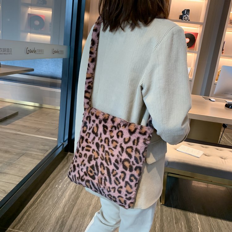 Bonttas dierenprint luipaardtas dames dames winter warme crossbody tassen beroemd merk grote capaciteit schoudertas clutch