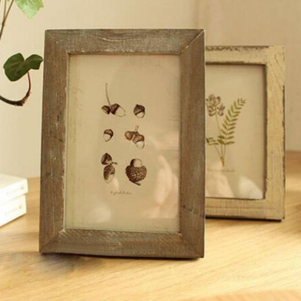 Træ vintage fotoramme 5 tommer træ billedholder stativ hjem soveværelse skrivebordsindretning