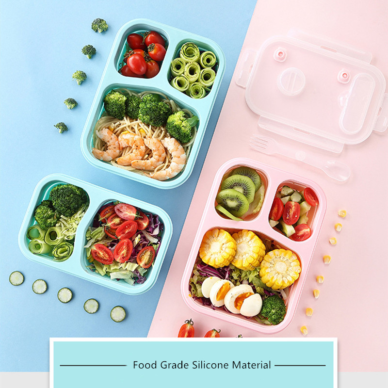 900ml/1360ml Silicone Collapsible Lunch Box Leak-Proof Large Capacity Microwave Oven Bento Box Folding Lunchbox Eco-Friendly