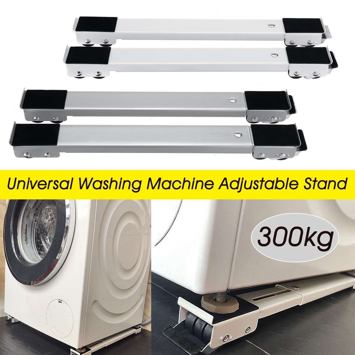 50-75cm 300KG White Washing Machine Heavy Appliance Wheel Trolley Roller Stand For Washing Machines Dishwashers Fridges Dryers