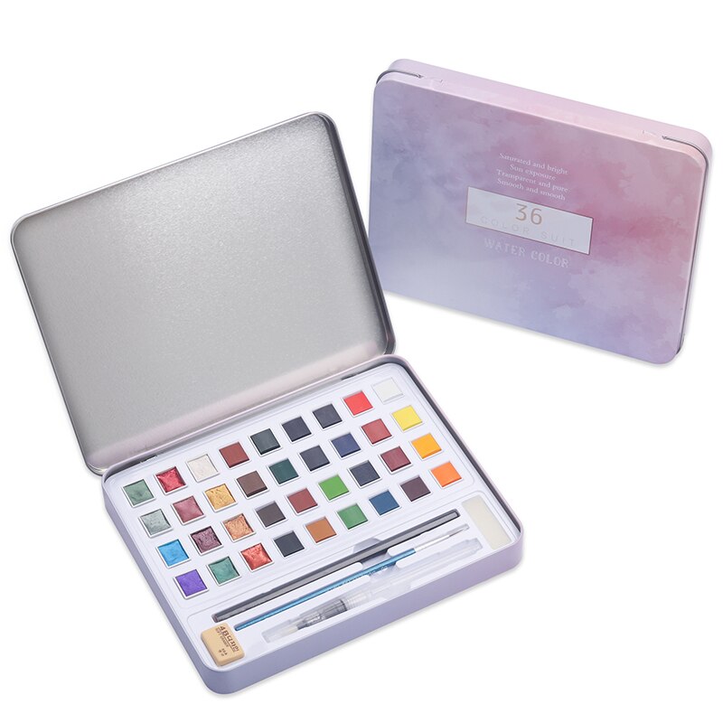 48 Kleuren Solid Aquarel Set Basic Neone Glitter Aquarel Verf Voor Tekenen Art Verf Levert: Default Title