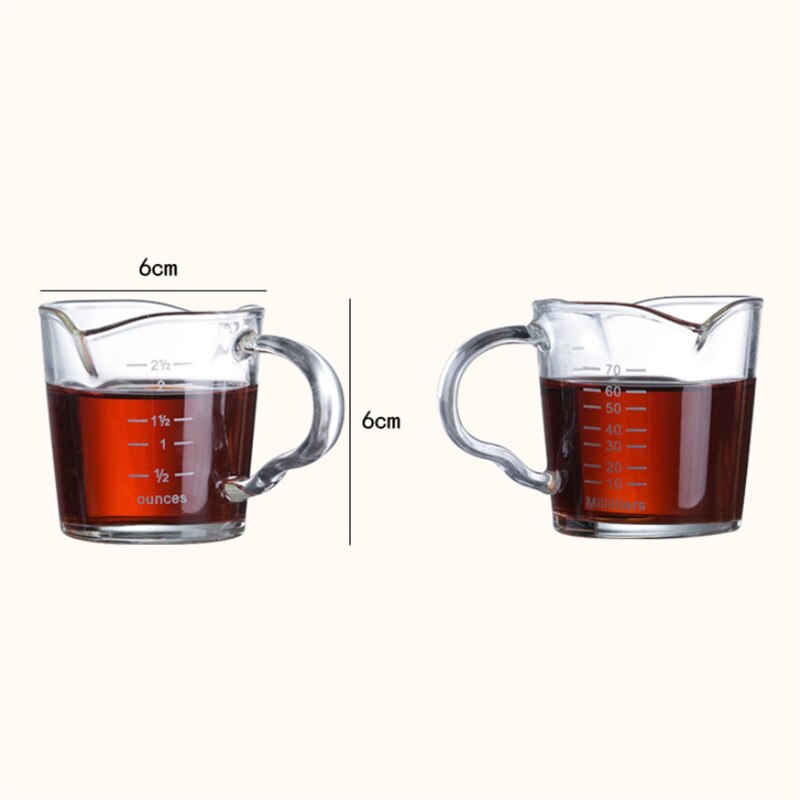 Heat-resistant Clear Glass Measuring Cup With Scale Jigger for Espresso Coffee Double-mouthed Ounce Cup Small Milk Cup