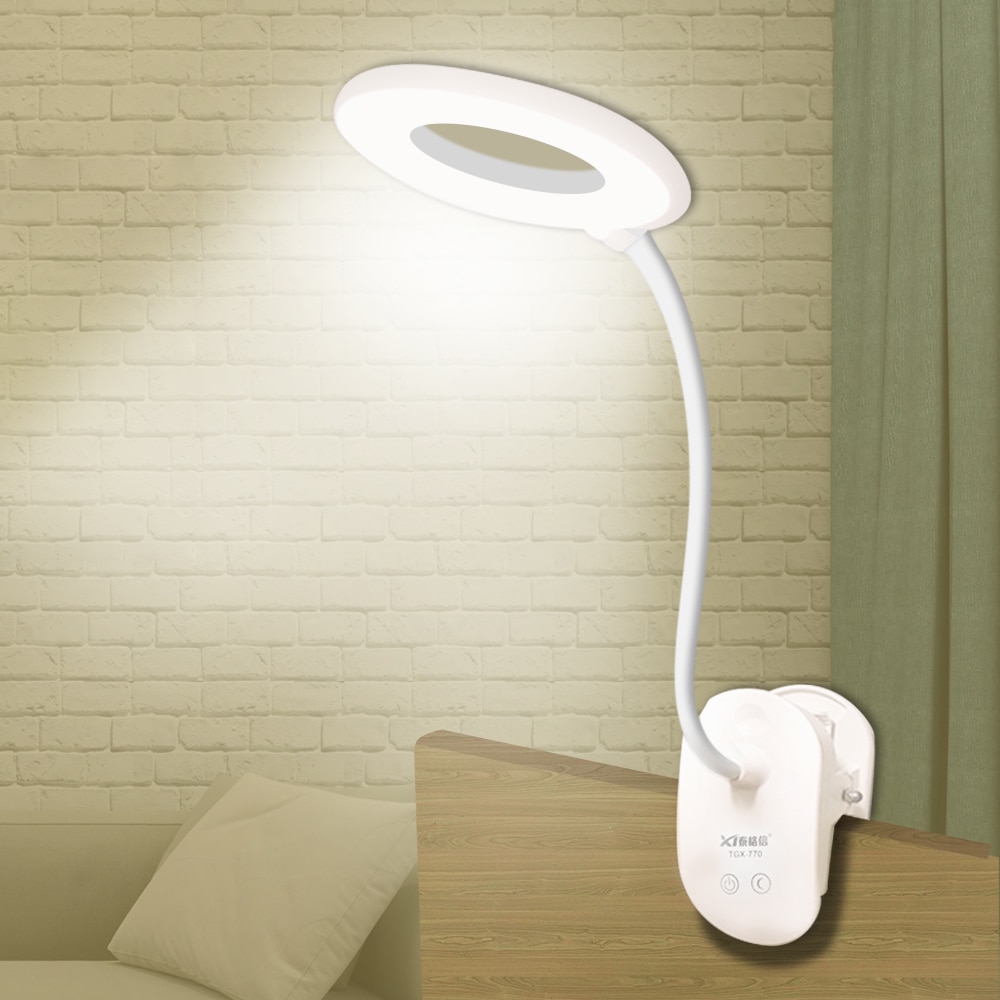 Oplaadbare USB LED Leeslamp Boek Licht Flexibele LED Luminaria Tafel Touch Op/Off 3 Niveaus Dimbare Nachtlampje Clip -op Lamp