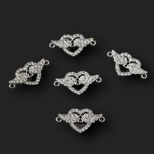 6pcs Antique Silver Color Handmade Rhinestone Angel Heart Charm Bracelet Necklace DIY Metal Jewelry Alloy Pendants A1310