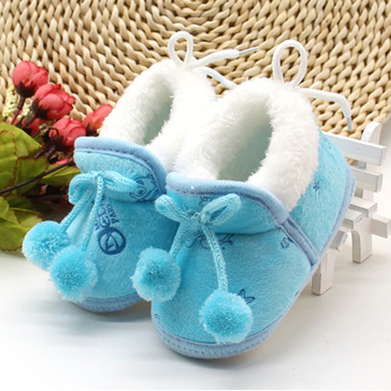Pudcoco toddler børn baby piger vinter varme sko prinsesse bomuld blød sål skridsikre sko 0-18m 3 farver: Blå / 7-12 måneder