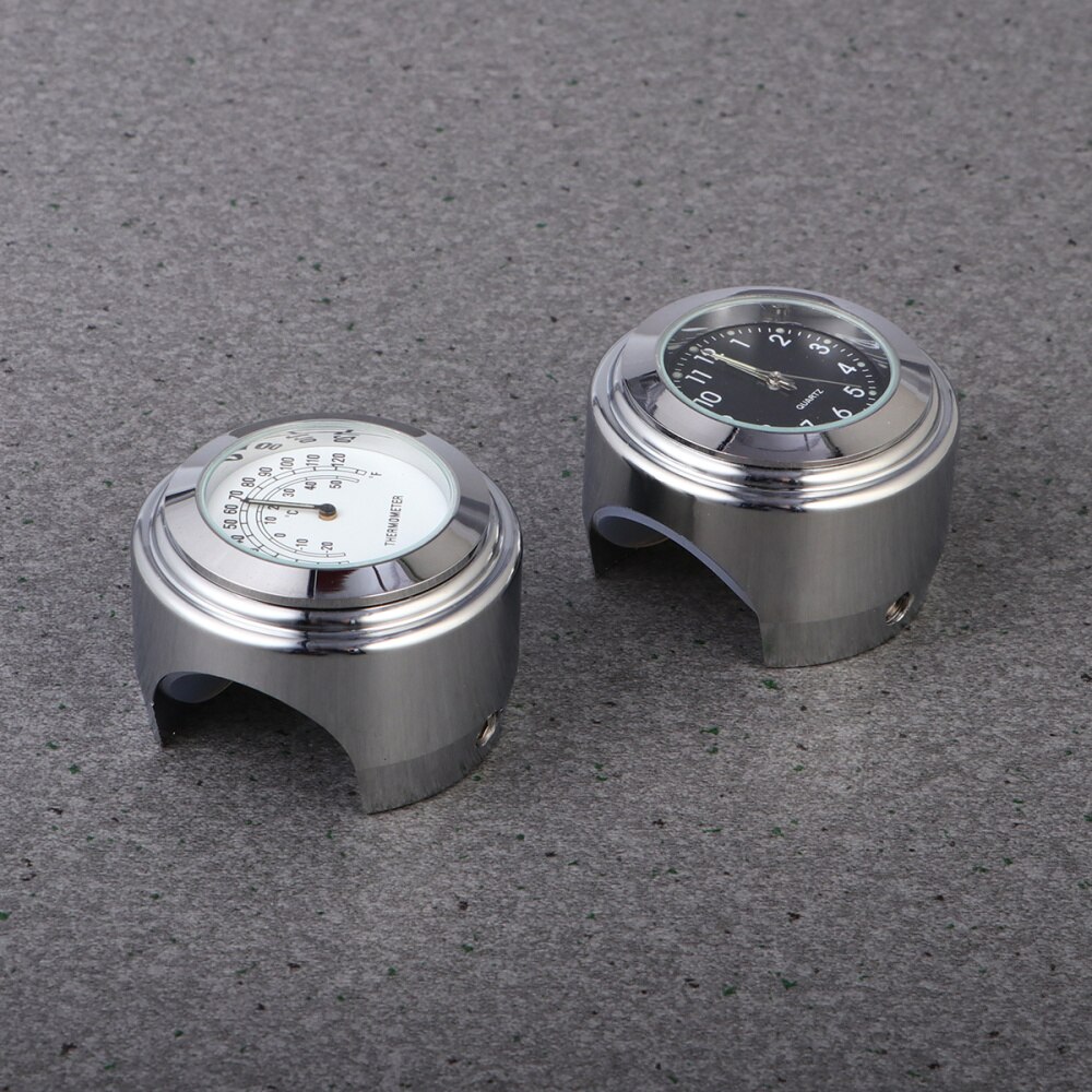2 Stuks Aluminium Stuur Motorfiets Lichtgevende Horloge Algemene Voertuig Temperatuur Stuur Meter