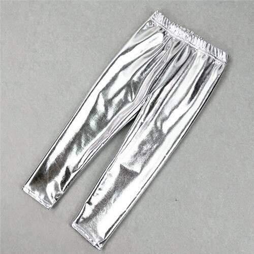 Höst sommar barn barn tjejer leggings glänsande guld silver smala punkbyxor pojkar byxor babykläder för 3-12 år: Silver leggings / 5