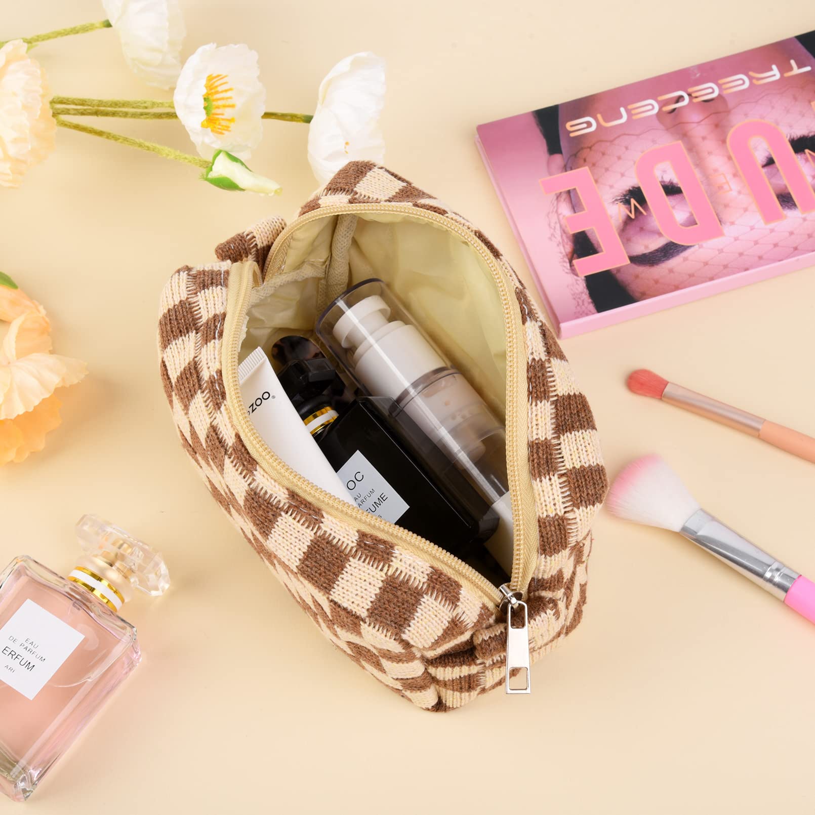 Bolsa de maquillaje grande para mujer y niña, bolso de viaje portátil, bolsa de aseo, organizador, estuche de lápices