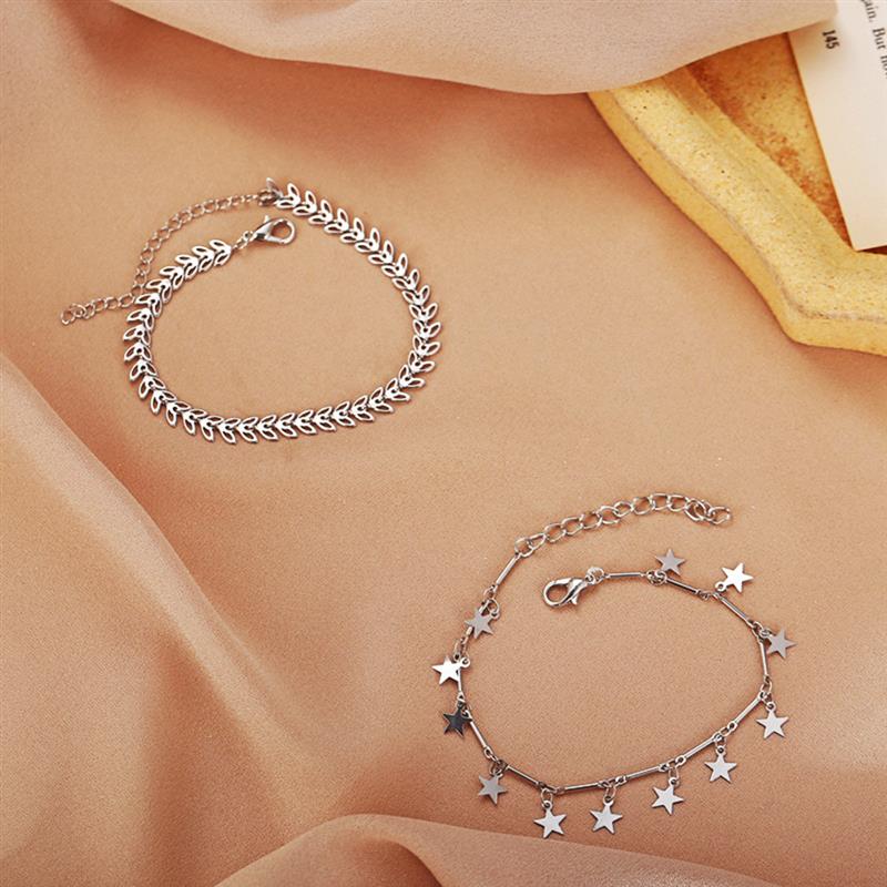 2Pcs di Modo di Stelle Del Pendente Della Decorazione Calzino Bracciali Dainty A Strati Cavigliere Stelle Piede Per Le Donne Accessori Dei Monili Della Ragazza