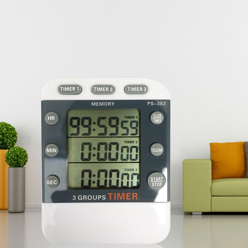 Kitchen Countdown Sports Timer 99 Hours 12/24 hour clock Memory Reminder 3 Channel Count down Timer 3 Groups Timer