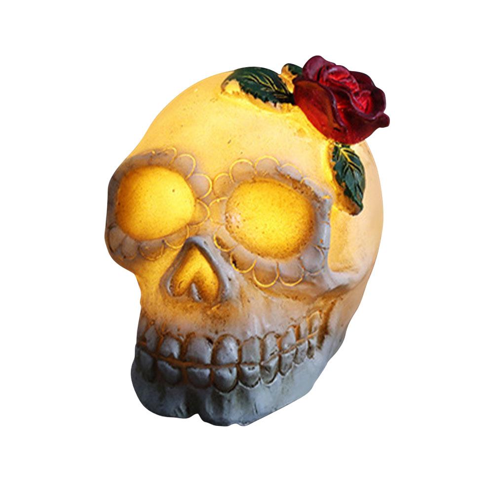 LED Glowing Skull Night Light Lamp Halloween Decoration Lights Party Decoration Simulation Resin Glowing Skull Lighting: B