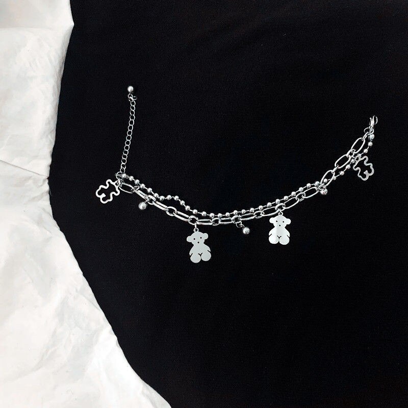Hollow Bear Armband Ketting Voor Vrouwen Roestvrij Stalen Armband Charm Vrouwen Sieraden