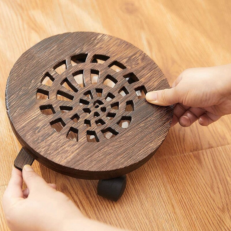 Plant Carts, Heavy-Duty Rolling Movable Flower Pot Holders With Swivel Castors, Round Plant Holders With Wheels