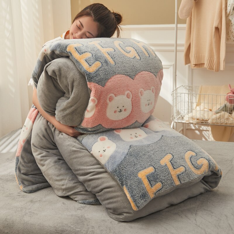 Winter Flanell Bettbezug 1 stücke Weiche Warme Korallen Vlies Decke Halten Warme Bett Decke Abdeckungen 220x240 Waschen bettwäsche Heim Textilien