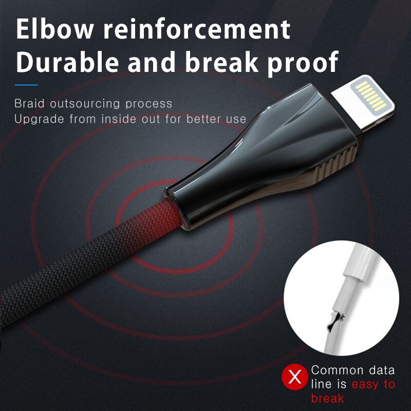 Kabel USB NOHON 3A trwałe szybkie ładowanie kable przewód ładowarki telefonu komórkowego dla iPhone 11 zawodowiec XS MAX XR X 8 7 6S plus linia danych