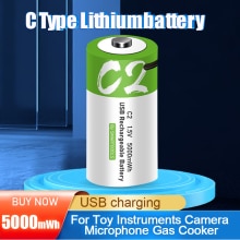 Piles au Lithium rechargeables Micro USB universel pour balayeuse, 1.5V, 5000mWh, lr14c, pour compteur d&#39;eau et de gaz, Radio Lipo C