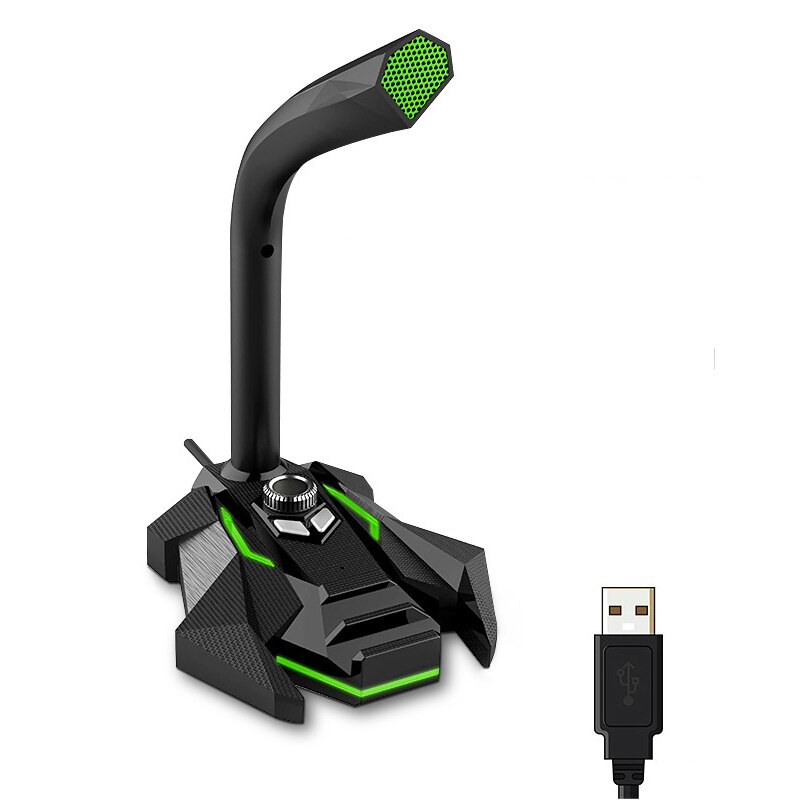 Freely Adjustable Desktop Microphone Karaoke Recording Desktop Microphone One-Click Volume Adjustment For PC Laptop: Green