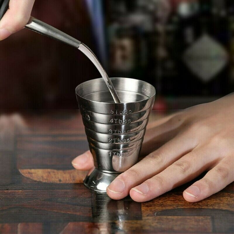 75ml Measure Cup Stainless Steel Jigger Shot Drink Spirit Mixed Cocktail Beaker Stainless Steel 304 Magic Measuring Cup Jugs
