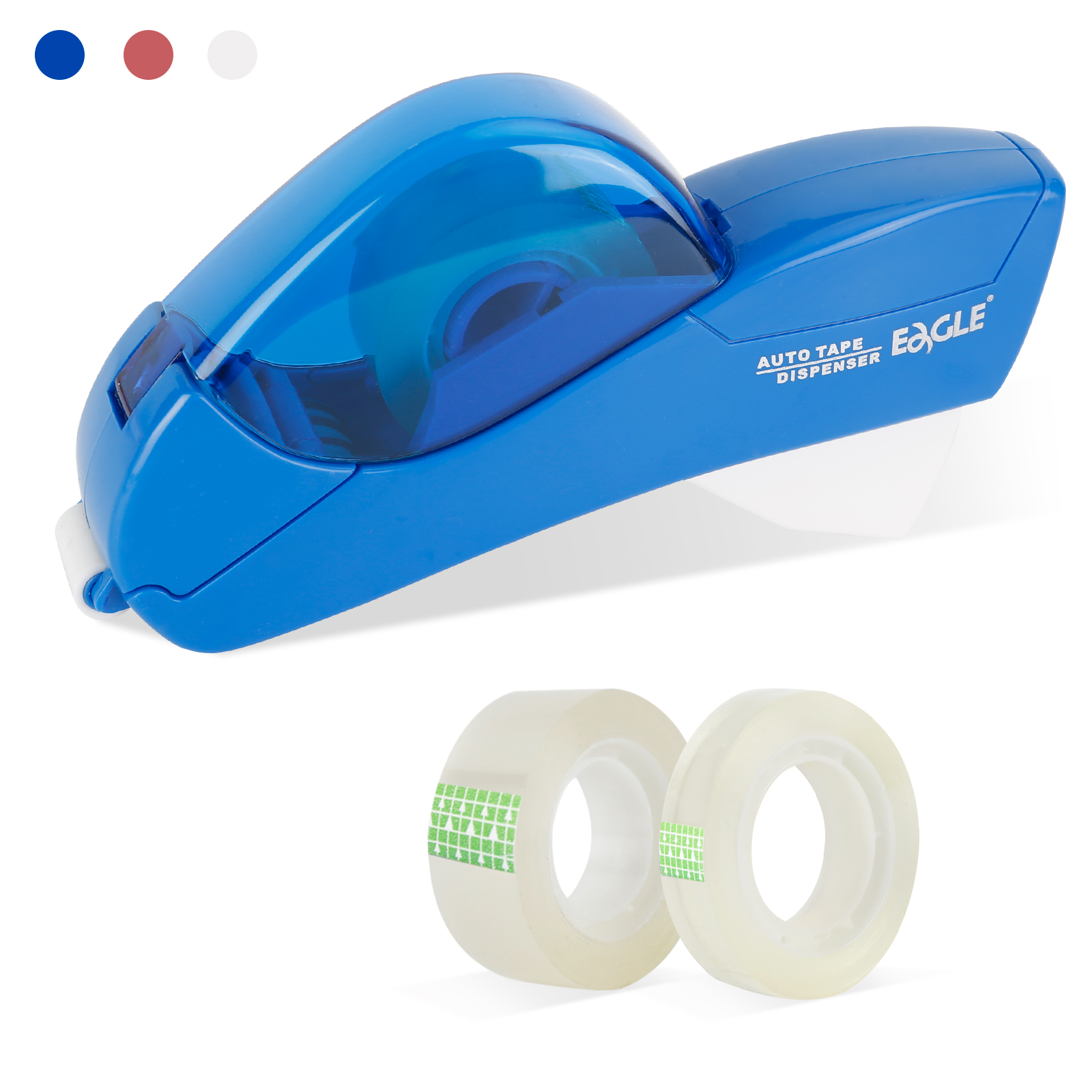 Distributeur automatique de ruban adhésif Eagle, aucune batterie requise, avec 2 rouleaux de ruban adhésif gratuit, adapté au travail manuel, emballage familial: Bleu