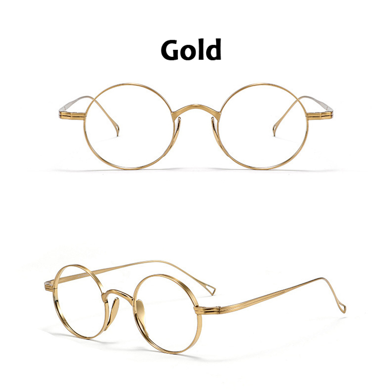 Japanischen Stil Handgemachte Replik retro Runde Brillengestelle KMN99 Männer Reinem Titan Brillen Luxus Anti Blaues Licht Brillen: Blau / Braun