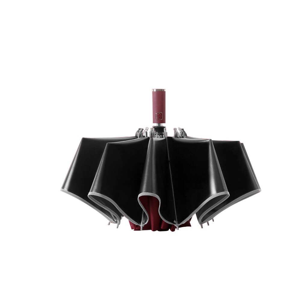Automatic Umbrella Wind Resistant RainFolding Umbrellas with Reflective Strips Parasol Compact Large Travel Business Car Umbrel: Burgundy