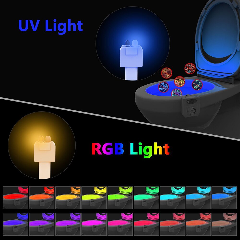 Toiletbril Verwisselbare Led Light 16 Kleuren Led Waterdichte Lamp Nachtlampje Pir Nachtlampje Lamp Smart Badkamer Nachtlampje