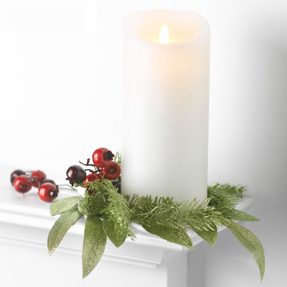 Ksperway 9 Inch White Battery Operated Dancing Flame Led Wax Candles with Timer