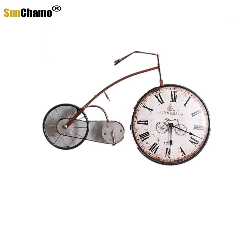Relojes de pared Retro Para Bicicleta, decoración para sala de estar, colgante, Mural, adornos de reloj Vintage, decoración del hogar con personalidad