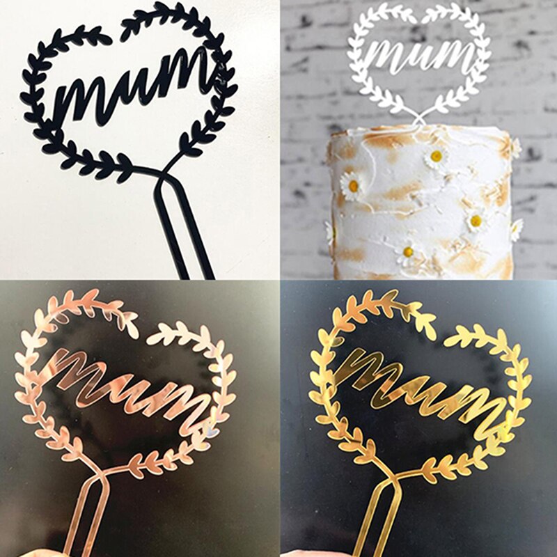 Mum Acryl Cake Topper Rose Gold Mom Gelukkige Verjaardag Cake Topper Voor Moederdag Mum Birthday Party Cake decoraties