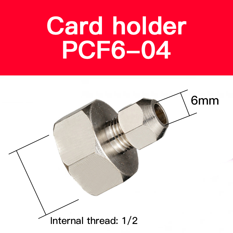 1pc Pneumatic Brass tube ferrule quick-screw connector internal thread straight through PCF4/6/8/10: PCF6-04