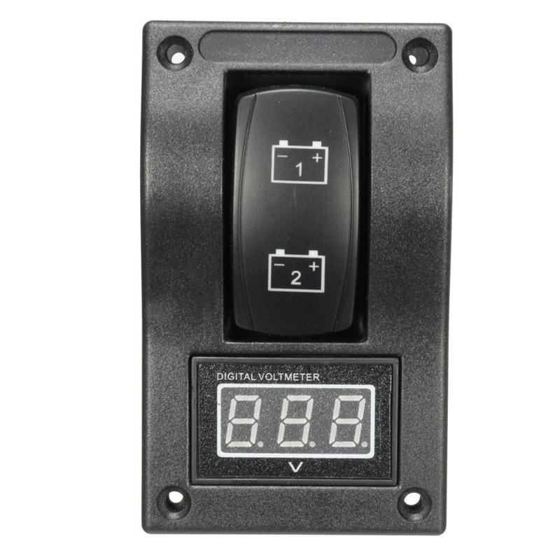 12-24v led dobbelt batteri testpanel vippekontakt bil lastbil marine båd voltmeter 4p on-off-on