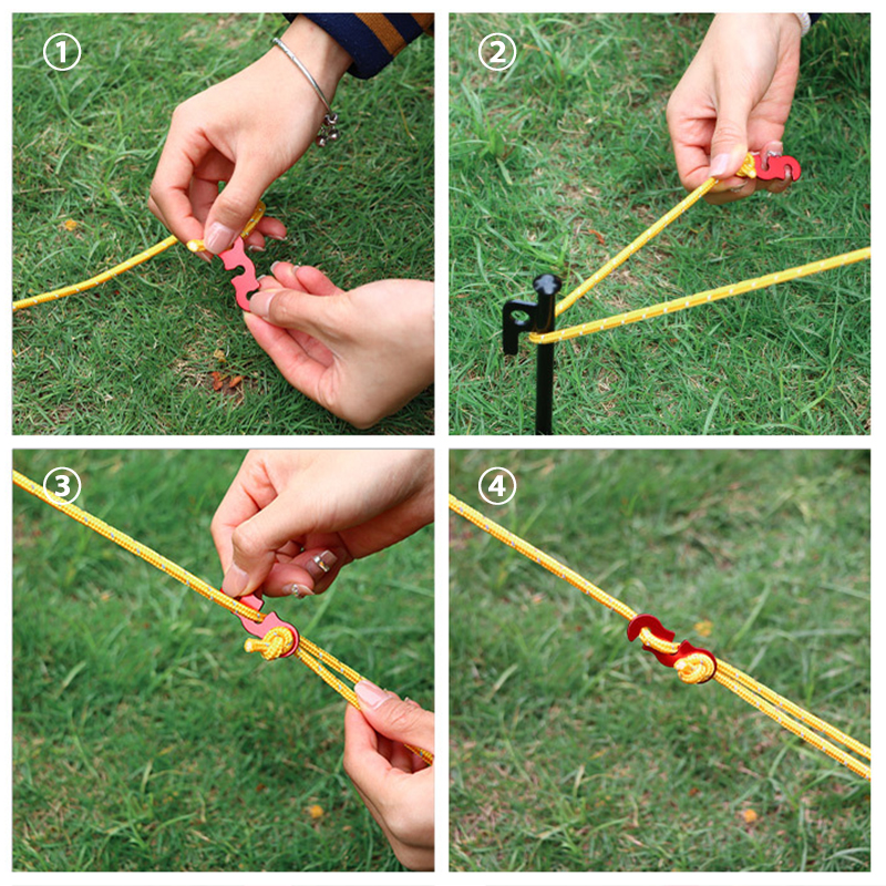 10 Uds. Hebilla de cuerda para tienda de campaña, Kit de sujeción de tensores ajustables de aleación de aluminio, accesorios de seguridad para lona para acampar al aire libre