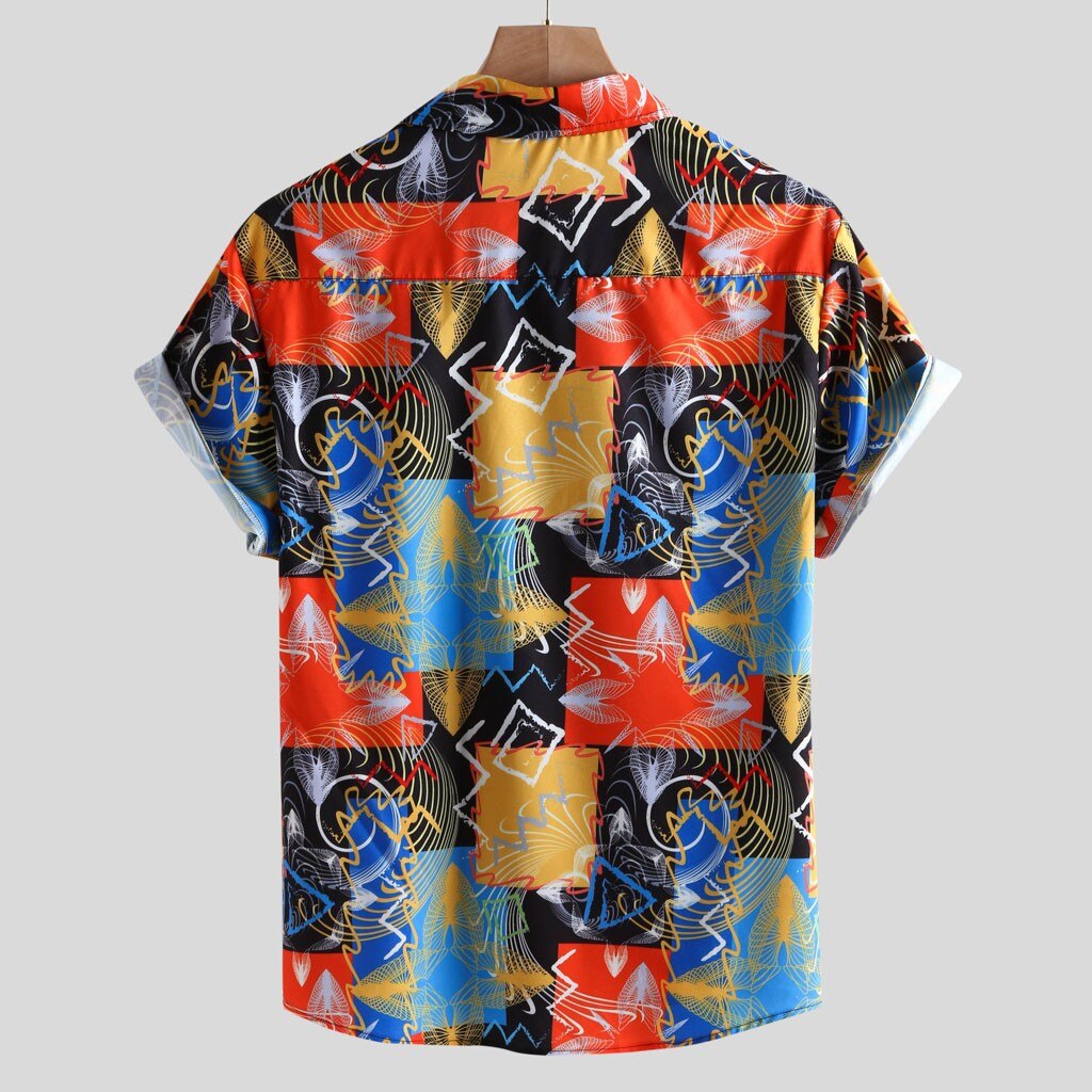 рубашка Summer Shirts Tops Mens Loose Multi Color Lump Short Sleeve Lapel Soft Camisa With Buttons Shirt Mens Blusa @50