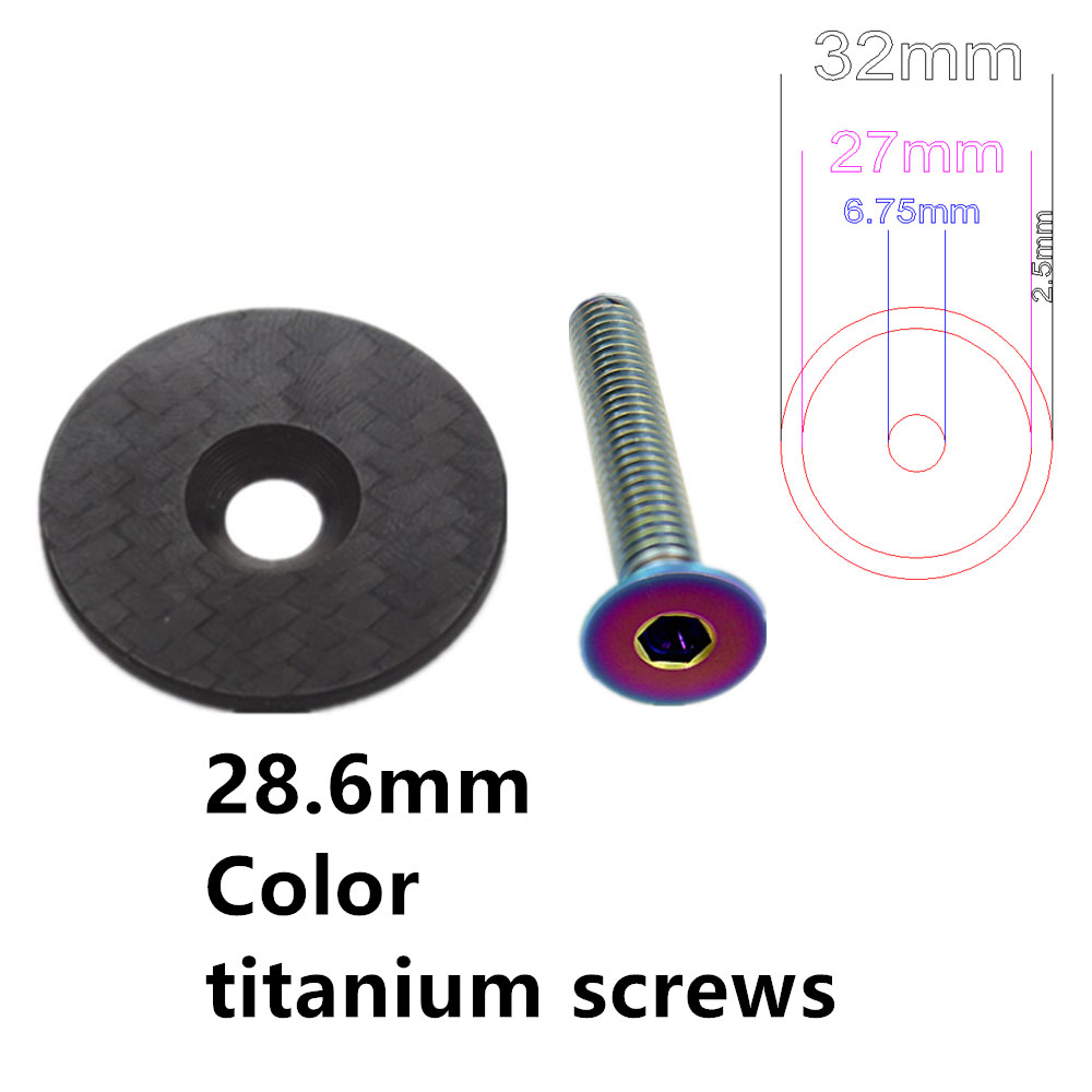 Capuchon supérieur de tige de vélo en carbone avec vis pour Tube de fourche de direction de 31.8mm-28.6mm 1 1/8 pouces OD2, couvercle de capuchon de casque: Or
