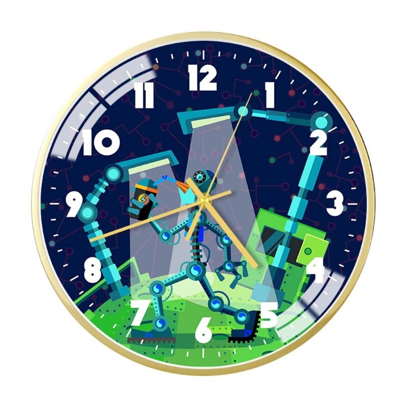 Mute Wall Clock Modern Style Space/Astronaut Pattern Clock Room Decor: 09