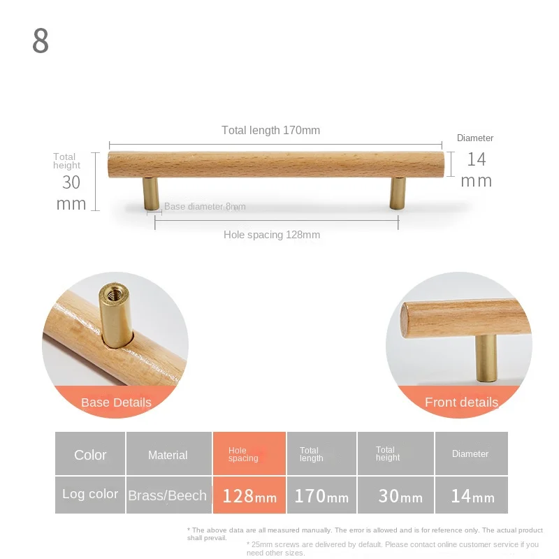 Nordischer Massivholzgriff, natürliche Holzfarbe, runde Kugel, Schranktür, Kleiderschrank, minimalistisch, luxuriös, Buchenholzmaserung, Schubladengriff: green