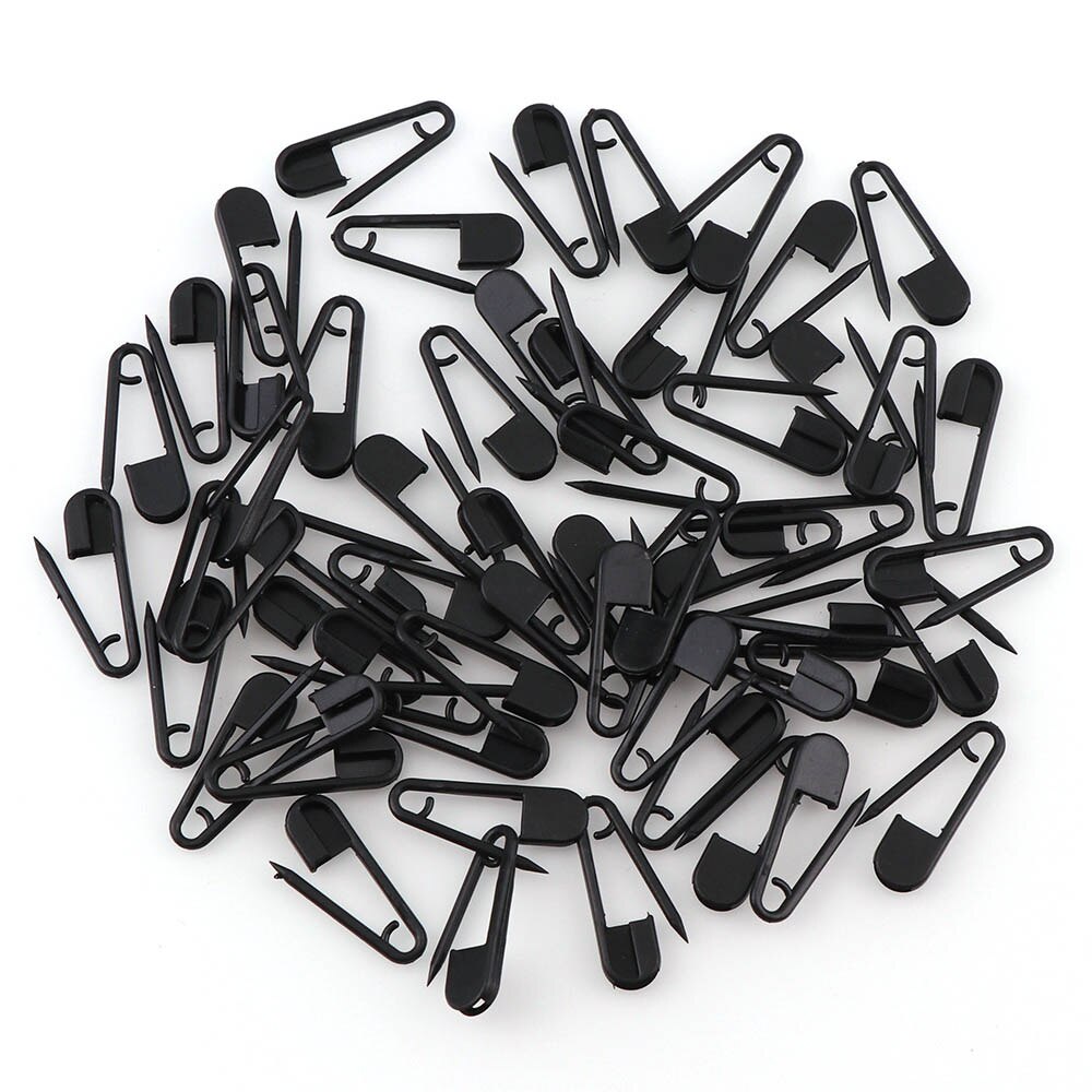 100 stks/set Veiligheid Plastic Tag Pin Zwart Wit Effen Kleur Fastener Clips Breien Stitch Marker Tag DIY Label Kaart Hangtag pins: black