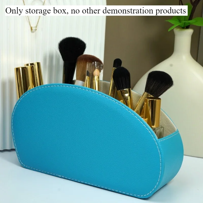 1PC Multifunctional 5 Grid Desktop PU Leather Organizer Remote Control Storage Box Cosmetics Makeup Brush Holder Sundries Stand: Yellow